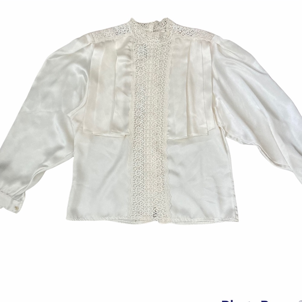 Vintage Illustrations 1980’s Ruffle blouse gothic business style size Med
